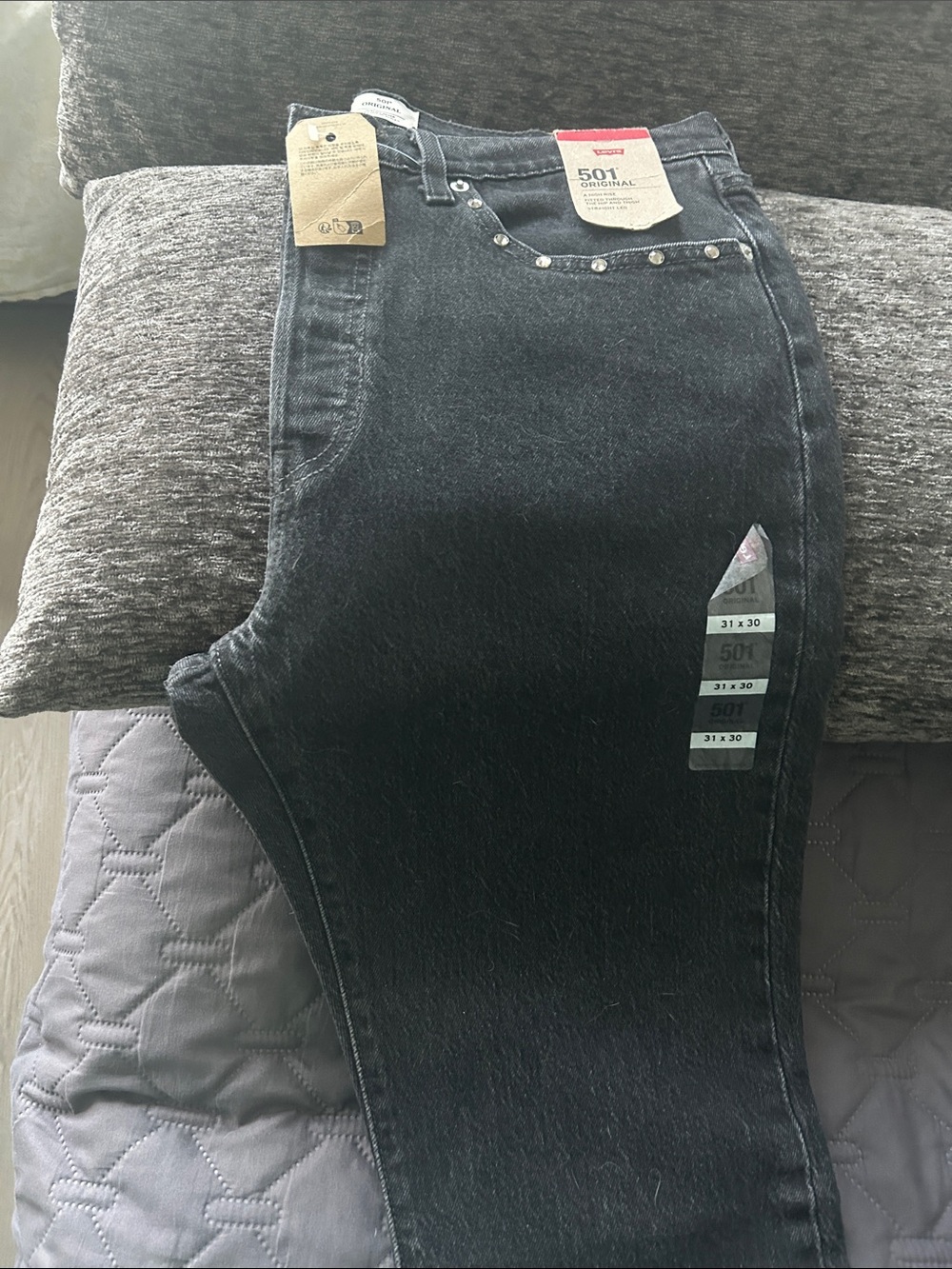 Levi's High-Rise Women's Jeans — Washed Black with Rivet Detail
